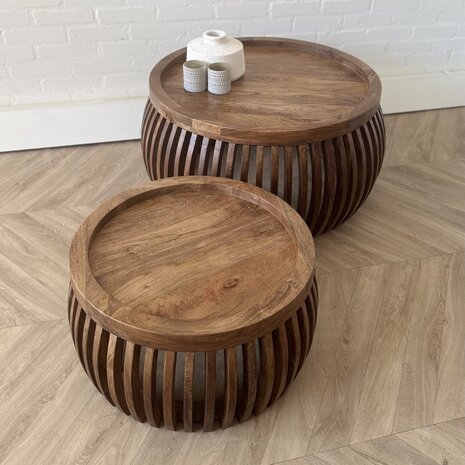 Salontafel Cadiz curve set van 2 - brown mangohout