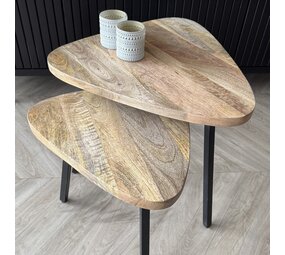 Set salontafels Milan triangle mangohout Set salontafels Milan triangle mangohout