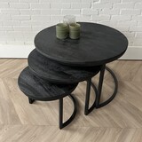 Salontafel set van 3 XL - zwart mangohout Salontafel set van 3 XL - zwart mangohout