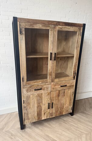 Kast New York / Britt - deur glas mangohout naturel