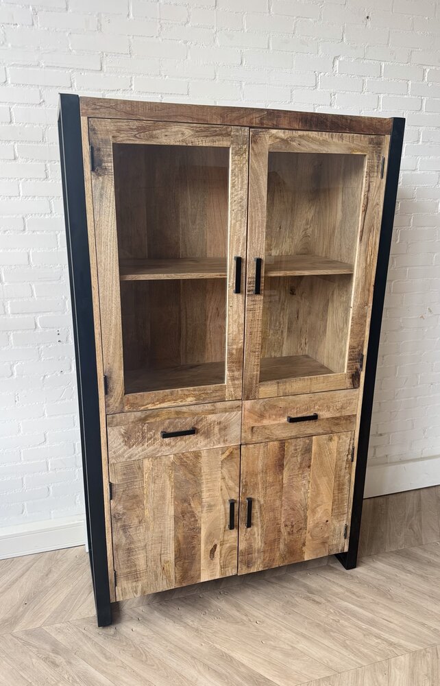 Kast New York / Britt - deur glas mangohout naturel