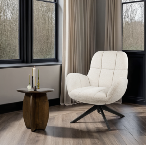 Fauteuil Eddy - 2 kleuren Teddy Boucle White/ Darkgrey