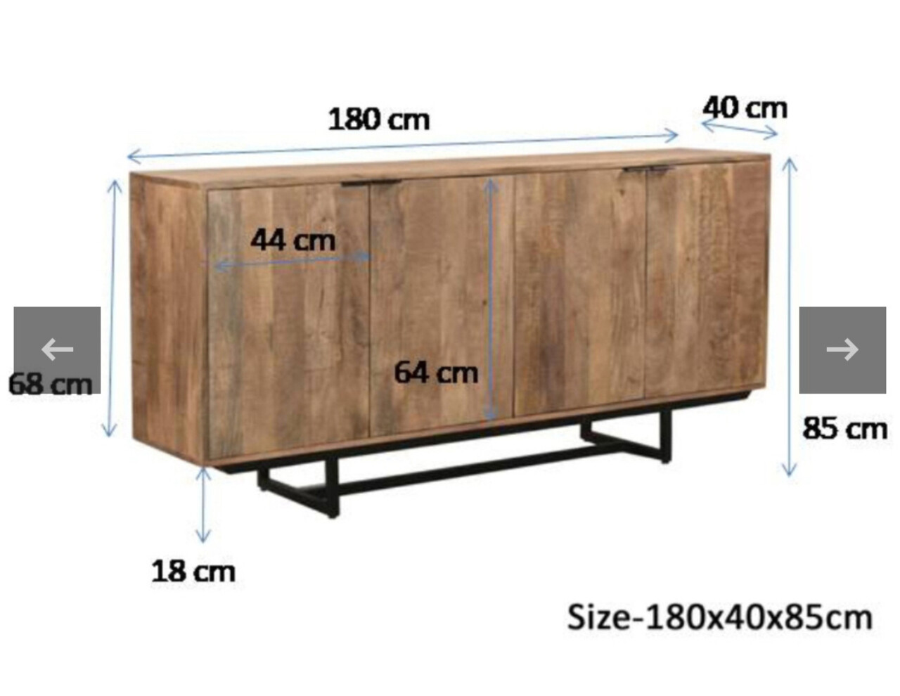 Livingfurn Dressoir Valdez 180 cm mangohout