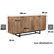 Livingfurn Dressoir Valdez 180 cm mangohout metaal zwart