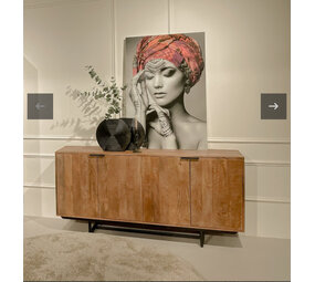 Livingfurn Dressoir Valdez 180 cm mangohout metaal zwart