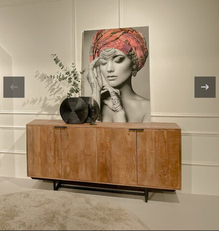 Livingfurn Dressoir Valdez 180 cm mangohout metaal zwart