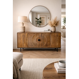 Dressoir Altea carved - zwart of bruin mangohout 180 cm Dressoir Altea carved - zwart of bruin mangohout 180 cm