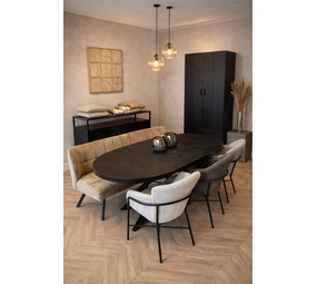 Eettafel Deens ovaal zwart 160 t/m 220cm