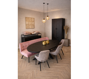 Eettafel Preto ovaal 160 t/m 220 cm zwart mangohout