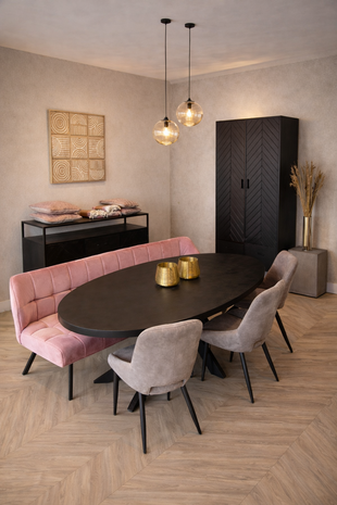Eettafel Preto ovaal 160 t/m 220 cm zwart mangohout