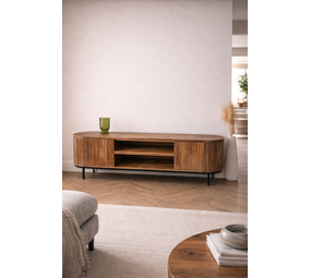 TV Meubel Pedrera mangohout ribbel 210 cm - open vak