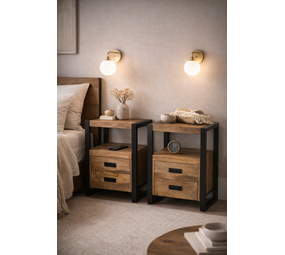 Nachtkastje Britt - set van 2 mangohout - Leverbaar begin maart