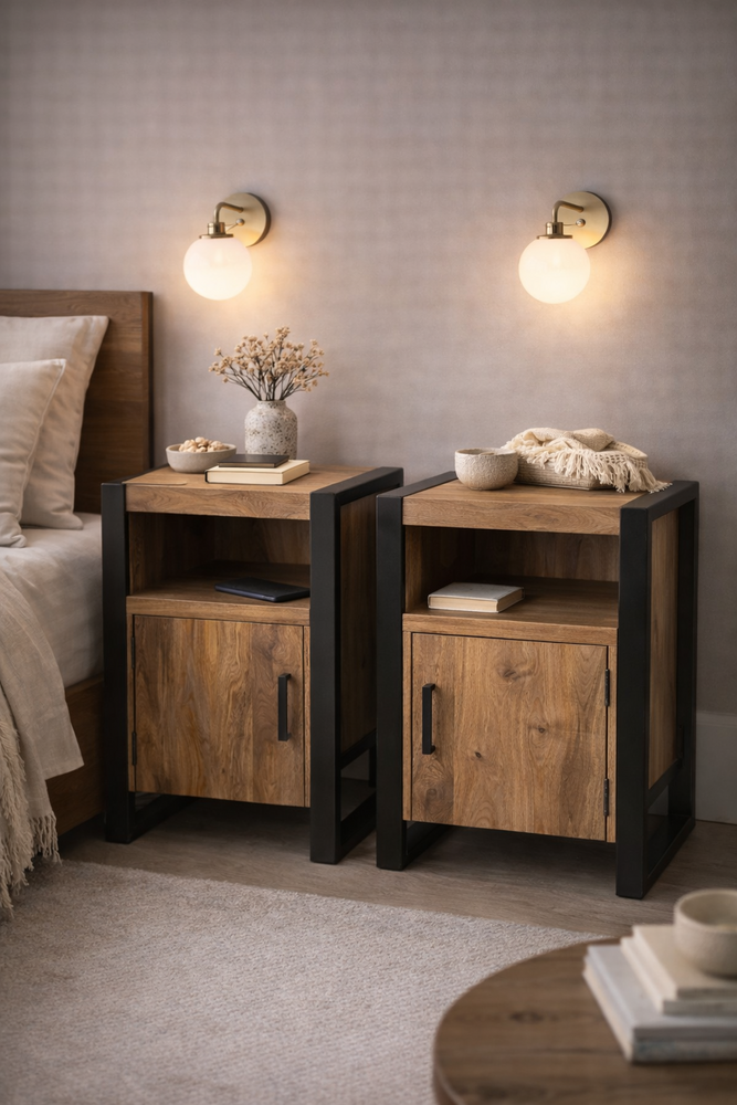 Nachtkastjes set van 2 - natural + deur L + R