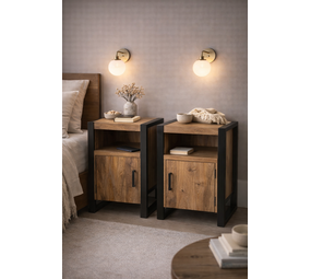 Nachtkastjes set van 2 - natural + deur L + R  - Leverbaar medio februari