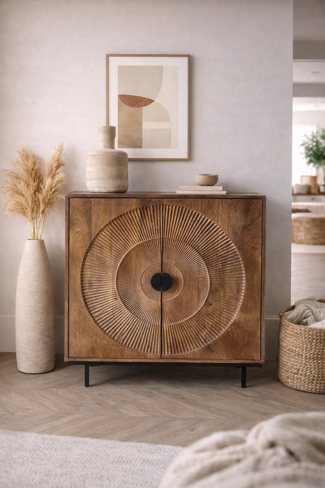 Dressoir Altea carved 80 cm mangohout moreno