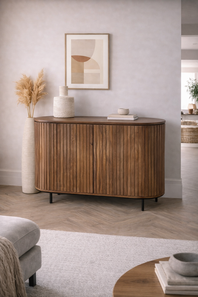 Dressoir Pedrera 115 cm Mangohout ribbel retro - Leverbaar eind juni