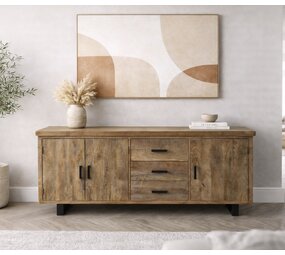 Dressoir Madrid 200 cm mangohout metaal zwart - Leverbaar medio april