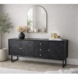 Dressoir Preto 3 lades / 3 deuren mangohout zwart