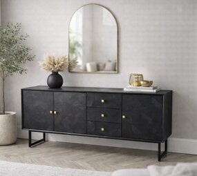 Dressoir Preto 3 lades / 3 deuren mangohout zwart