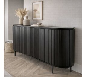 Dressoir Pedrera zwart mangohout ribbel - 3 afmetingen