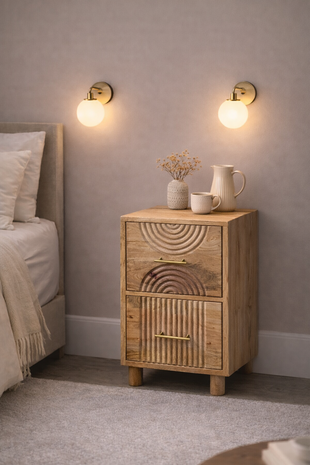 Nachtkastje Ibiza curved mangohout