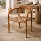 Teak stoel met poly rotan in-outdoor