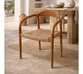 Teak stoel met poly rotan in-outdoor