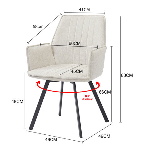 Livingfurn Eetstoel Louise - draaibaar, 2 kleuren