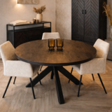 Eettafel Preto rond zwart Mangohout 110/120/130 cm Eettafel Preto rond zwart Mangohout 110/120/130 cm