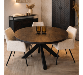 Eettafel Preto rond zwart Mangohout 110/120/130 cm Eettafel Preto rond zwart Mangohout 110/120/130 cm
