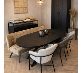 Eettafel Deens ovaal zwart mangohout 160 t/m 220 cm