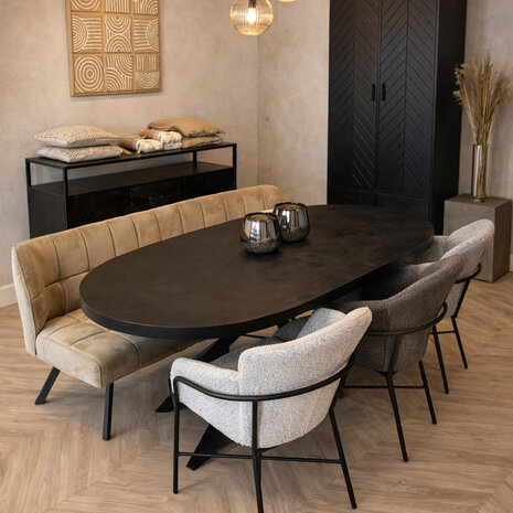 Eettafel Deens ovaal zwart mangohout 160 t/m 220 cm