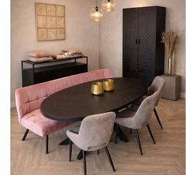 Eettafel Preto ovaal 160 t/m 220 cm zwart mangohout Eettafel Preto ovaal 160 t/m 220 cm zwart mangohout