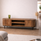 TV Meubel Pedrera mangohout ribbel 210 cm - open vak TV Meubel Pedrera mangohout ribbel 210 cm - open vak