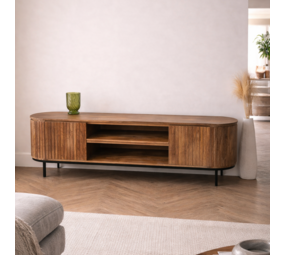 TV Meubel Pedrera mangohout ribbel 210 cm - open vak