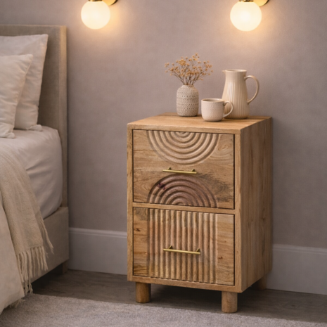 Nachtkastje Ibiza curved mangohout