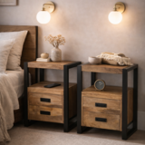 Nachtkastje Britt - set van 2 mangohout - Leverbaar begin maart Nachtkastje Britt - set van 2 mangohout - Leverbaar begin maart
