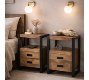 Nachtkastje Britt - set van 2 mangohout - Leverbaar begin maart