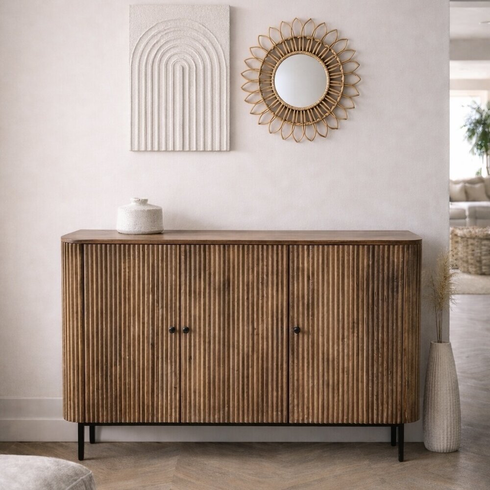 Dressoir Avila mangohout ribbel - 150 en 180 cm