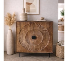 Dressoir Altea carved 80 cm mangohout moreno - Leverbaar maart