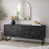 Dressoir Preto 3 lades / 3 deuren mangohout zwart