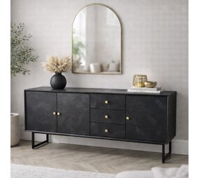 Dressoir Preto 3 lades / 3 deuren mangohout zwart
