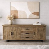 Dressoir Madrid 200 cm mangohout metaal zwart - Leverbaar medio april