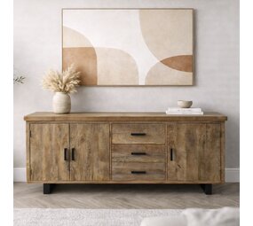Dressoir Madrid 200 cm mangohout metaal zwart - Leverbaar medio april