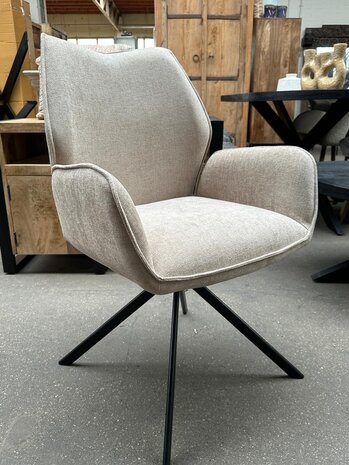 Eetkamerstoel Bora - taupe | draaibaar beige stof