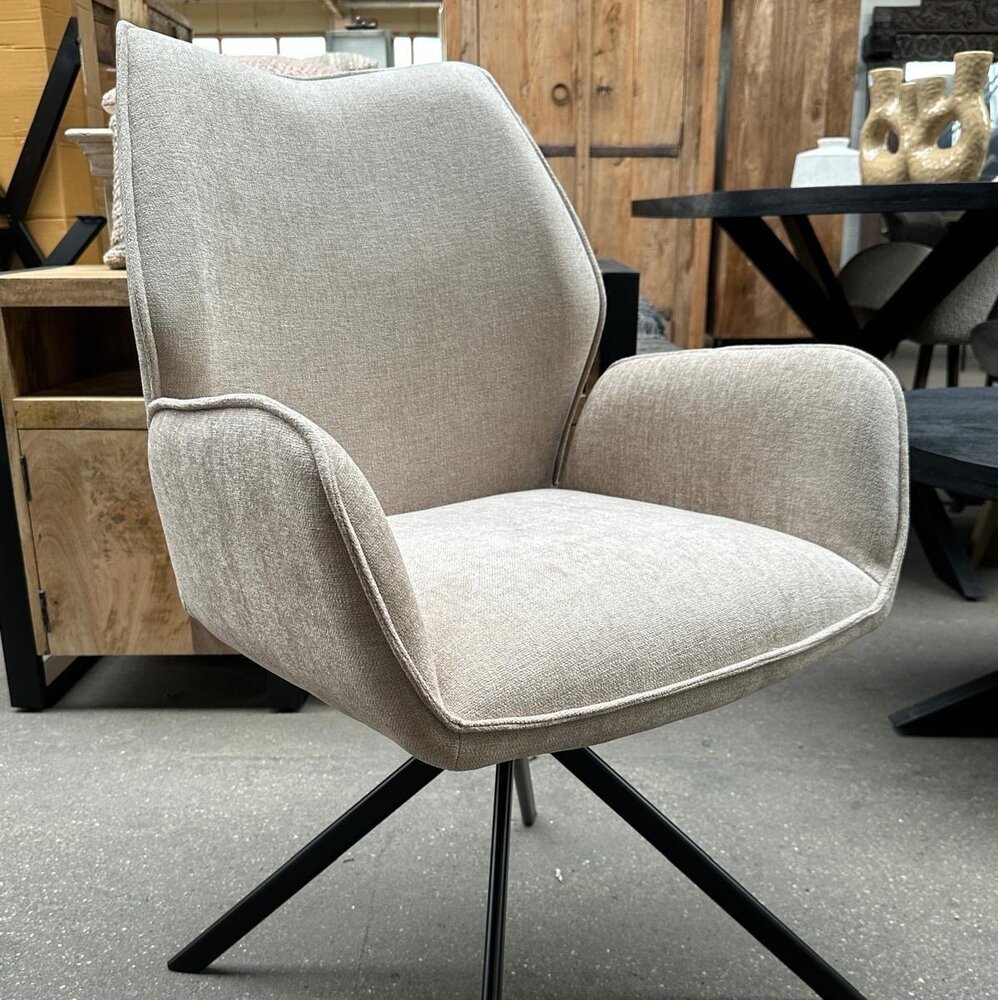 Eetkamerstoel Bora - taupe | draaibaar beige stof