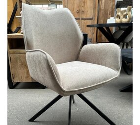 Eetkamerstoel Bora - taupe | draaibaar beige stof Eetkamerstoel Bora - taupe | draaibaar beige stof