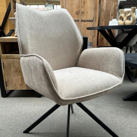 Eetkamerstoel Bora - taupe | draaibaar beige stof
