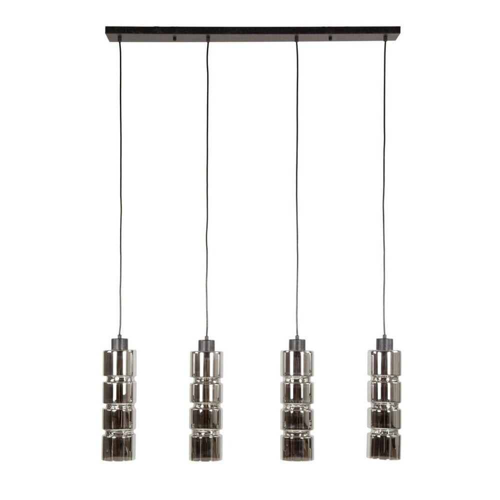 Portland Hanglamp Cylinder Glass 4-lichts / Artic zwart