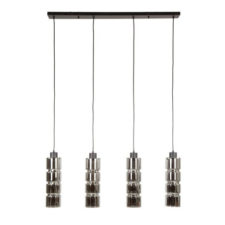 Portland Hanglamp Cylinder Glass 4-lichts / Artic zwart